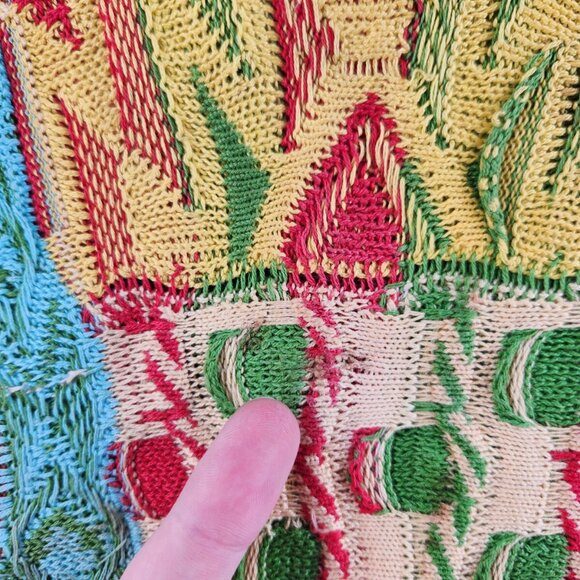COOGI Australia Short Sleeve Sweater Knit Intricate Colorful Large Patchwork Art - Picture 8 of 16